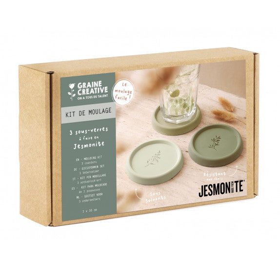 KIT 3 SOUS VERRES AVEC MOTIF JESMONITE & GRAINE CREATIVE GRAINE CREATIVE