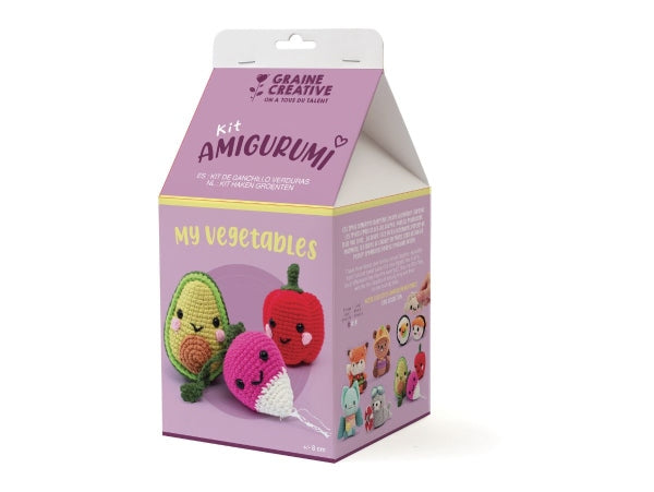 Coffret DIY Crochet Mes Légumes - Kit créatif pour réaliser vos légumes en laine GRAINE CREATIVE