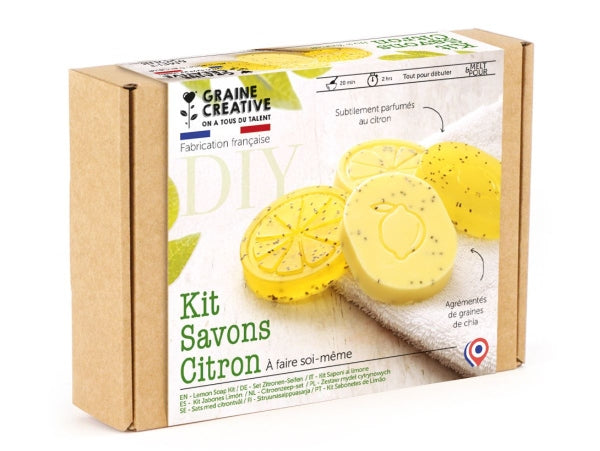 Kit DIY Savons Citron & Graines de Chia – Fabriquez vos savons exfoliants et parfumés maison GRAINE CREATIVE