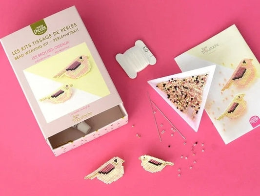 KIT ROSE MOUSTACHE - TISSAGE DE PERLES MIYUKI - LES JOLIS MOINEAUX LA PETITE EPICERIE