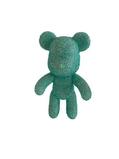 Figurine ourson bleu scintillant en peinture diamant