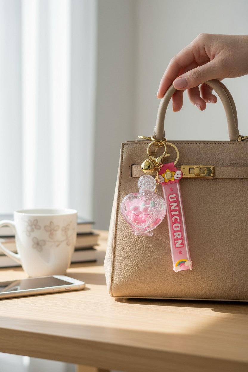 Porte-Clés Donut Flottant Kawaii Flacon de Parfum forme de cœur Mignon MINISUKI