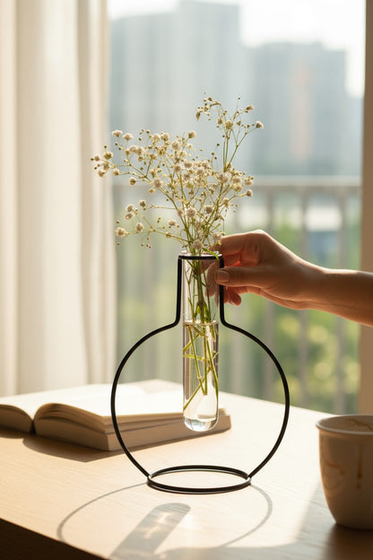 Vase Silhouette Ronde Noir – Balvi Métal & Verre Design Moderne 19 cm Balvi