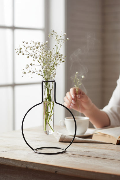 Vase Silhouette Ronde Noir – Balvi Métal & Verre Design Moderne 19 cm Balvi