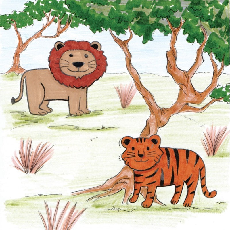 Tampons Géants Safari – Coffret Créa Lign (5 tampons bois + encre lavable) Créa lign