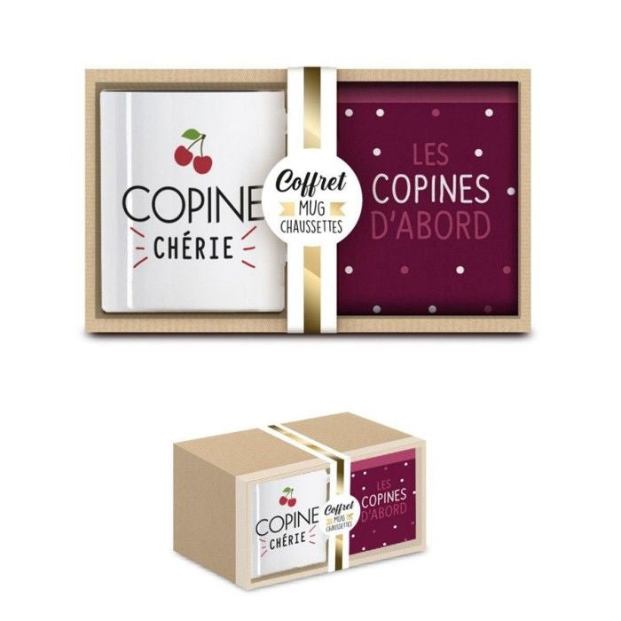 Coffret Mug & Chaussettes Fantaisie – Copine Chérie & Les Copines d’Abord JOY!