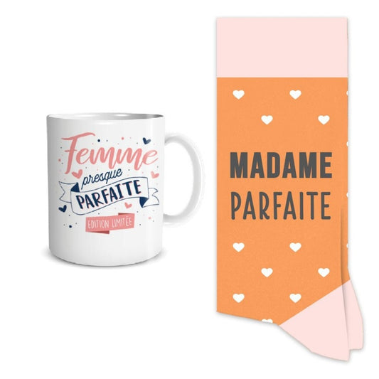 Coffret Mug & Chaussettes – Madame Parfaite | Cadeau Femme JOY!