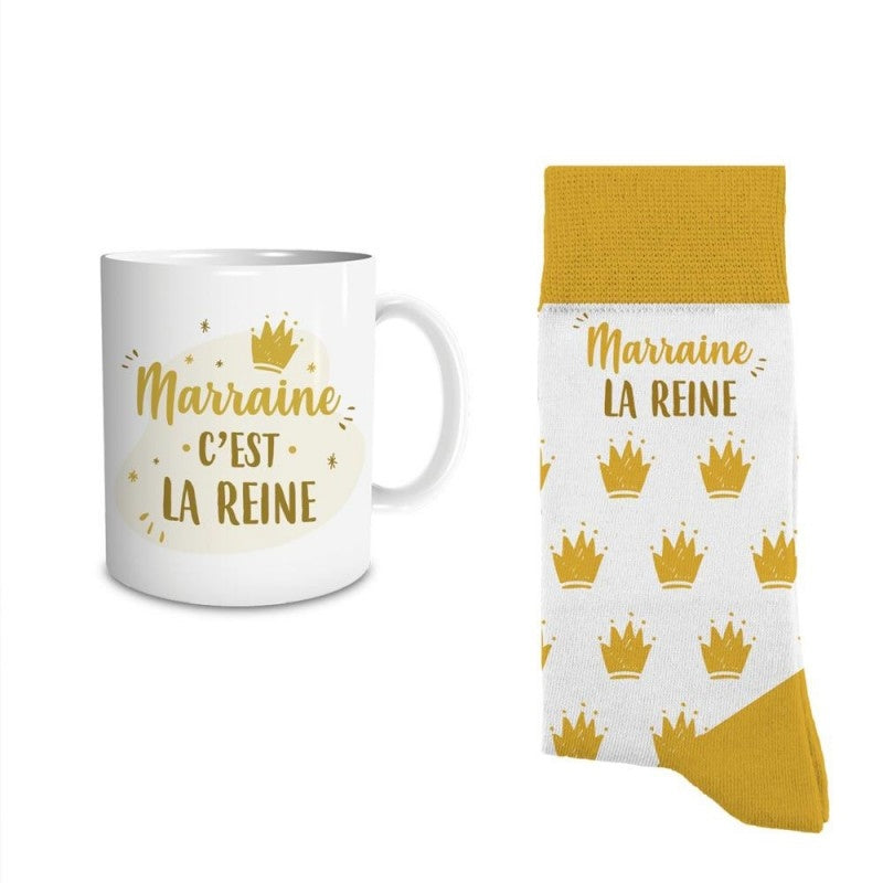 Coffret Mug & Chaussettes – Marraine La Reine | Cadeau Marraine JOY!