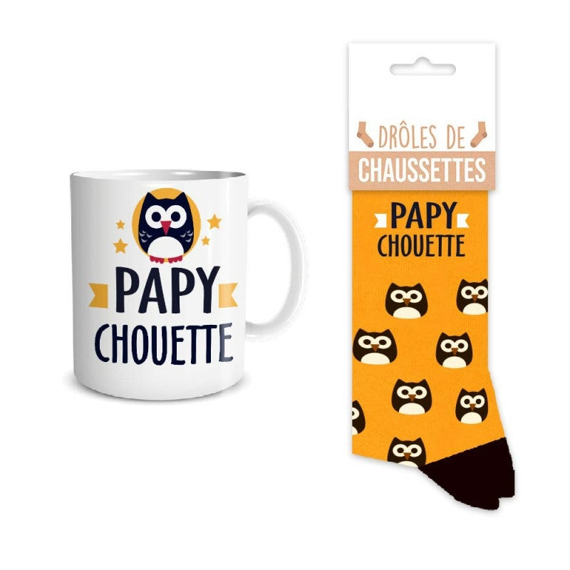 Coffret Cadeau Mug et Chaussettes – Papy Chouette | Idée Cadeau Papy JOY!