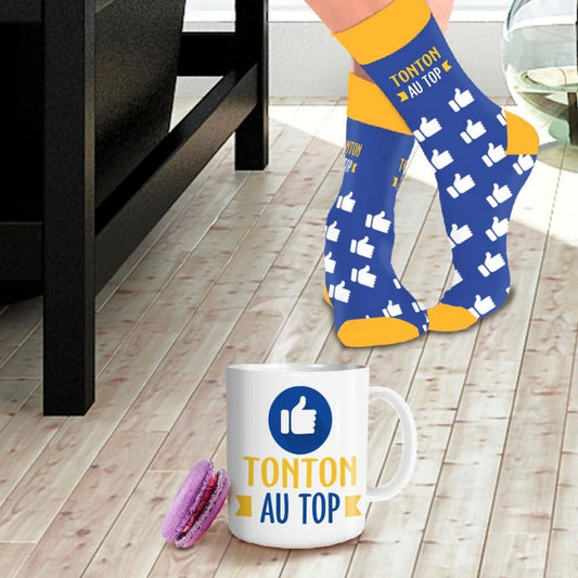 Coffret Cadeau Mug et Chaussettes – Tonton au Top | Idée Cadeau Tonton JOY!