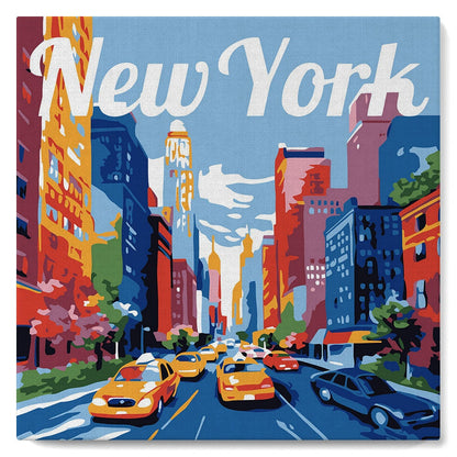 Mini Paint by Numbers - DIY Kit 20x20cm with frame New York