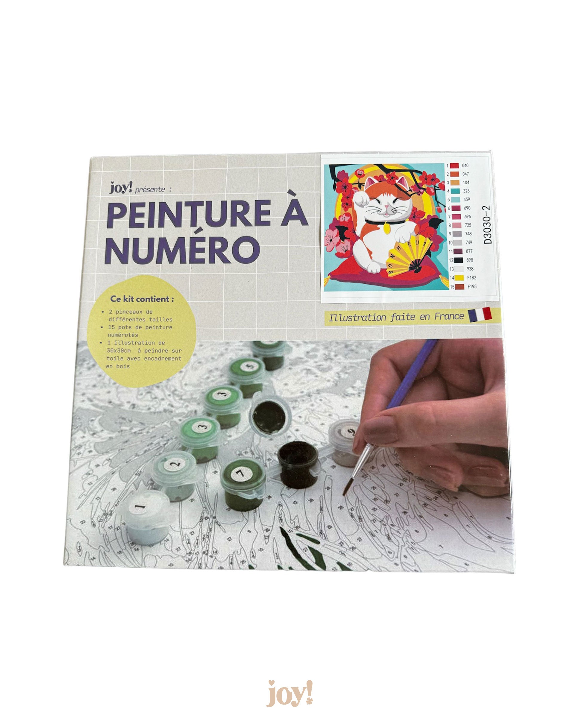 Peinture à numéro avec cadre 30x30 - Chat Neko JOY!