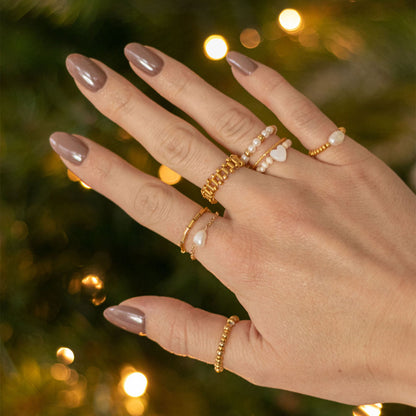 Perles naturelles et Miyuki dorées pour création de bagues DIY