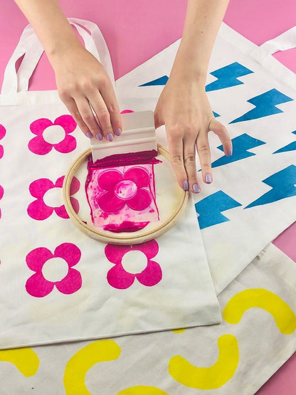 Kit de Sérigraphie DIY avec Cerceau de Broderie – Personnalisez votre Fourre-Tout en Coton