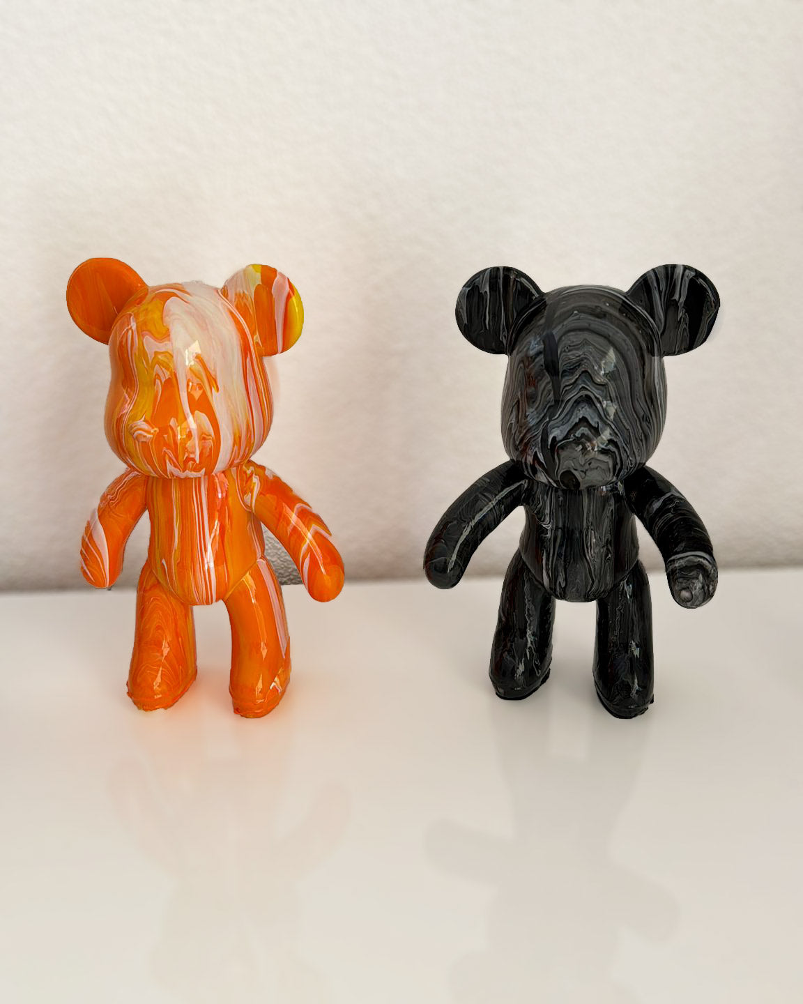 Kit de peinture pouring fluide art - Ours Teddy Bear Orange/Jaune/Blanc JOY!