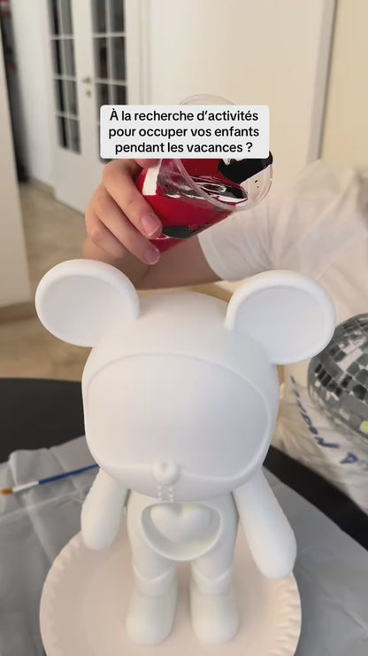 DIY Pouring Art Kit Heart Bear – Create your own artwork at home! Red/White/Black