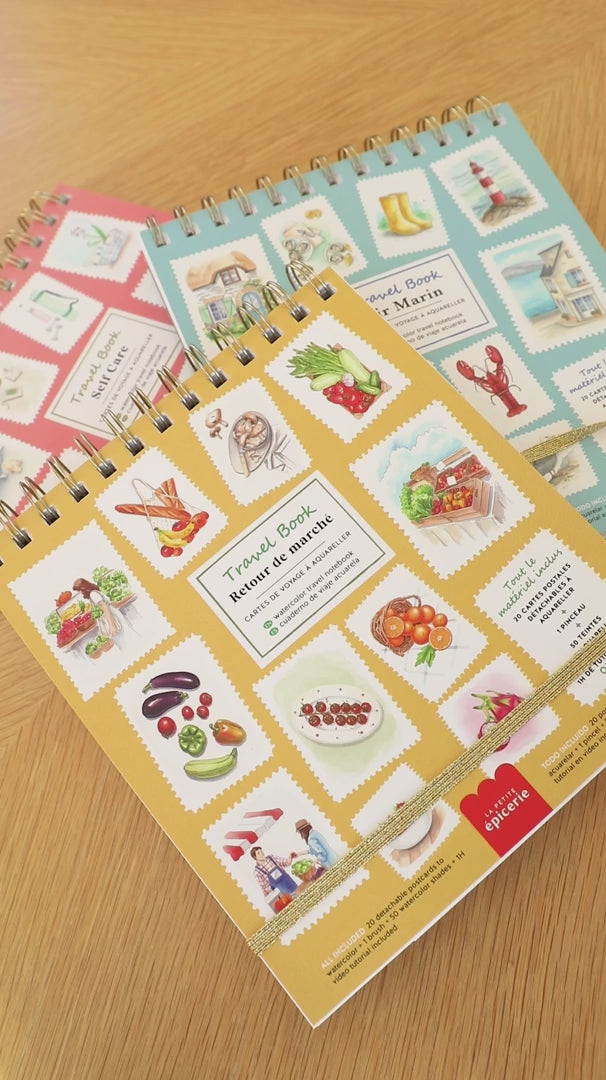 Travel Book Retour de Marché Carnet Aquarelle idée cadeau loisir créatif pour ado et adulte
