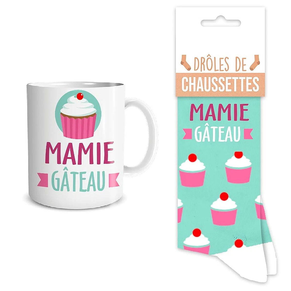 Coffret Mug & Chaussettes – Mamie Gâteau | Cadeau Mamie Original JOY!