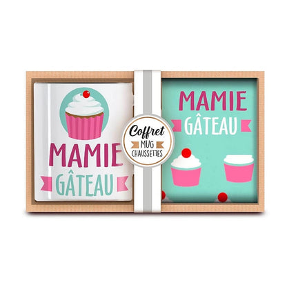 Coffret Mug & Chaussettes – Mamie Gâteau | Cadeau Mamie Original JOY!