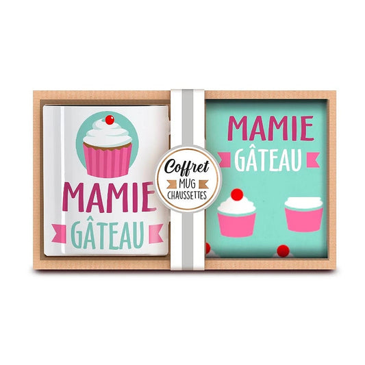 Coffret Mug & Chaussettes – Mamie Gâteau | Cadeau Mamie Original JOY!