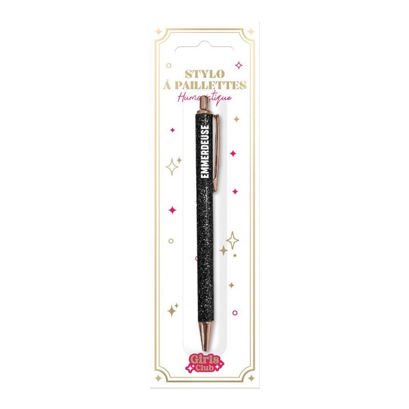 Stylo à paillettes Emmerdeuse – Stylo fantaisie humour | Joy Cadeaux