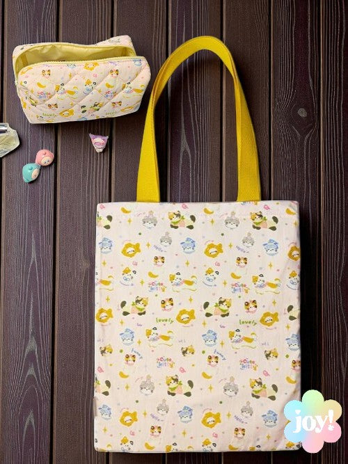 Coffret Kawaï Cute Kitty Chat Tote Bag & Trousse Idée Cadeau MINISUKI