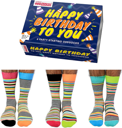 Coffret Chaussettes Happy Birthday To You – United Oddsocks | 6 Chaussettes Dépareillées Homme | Taille 39-42 United Oddsocks