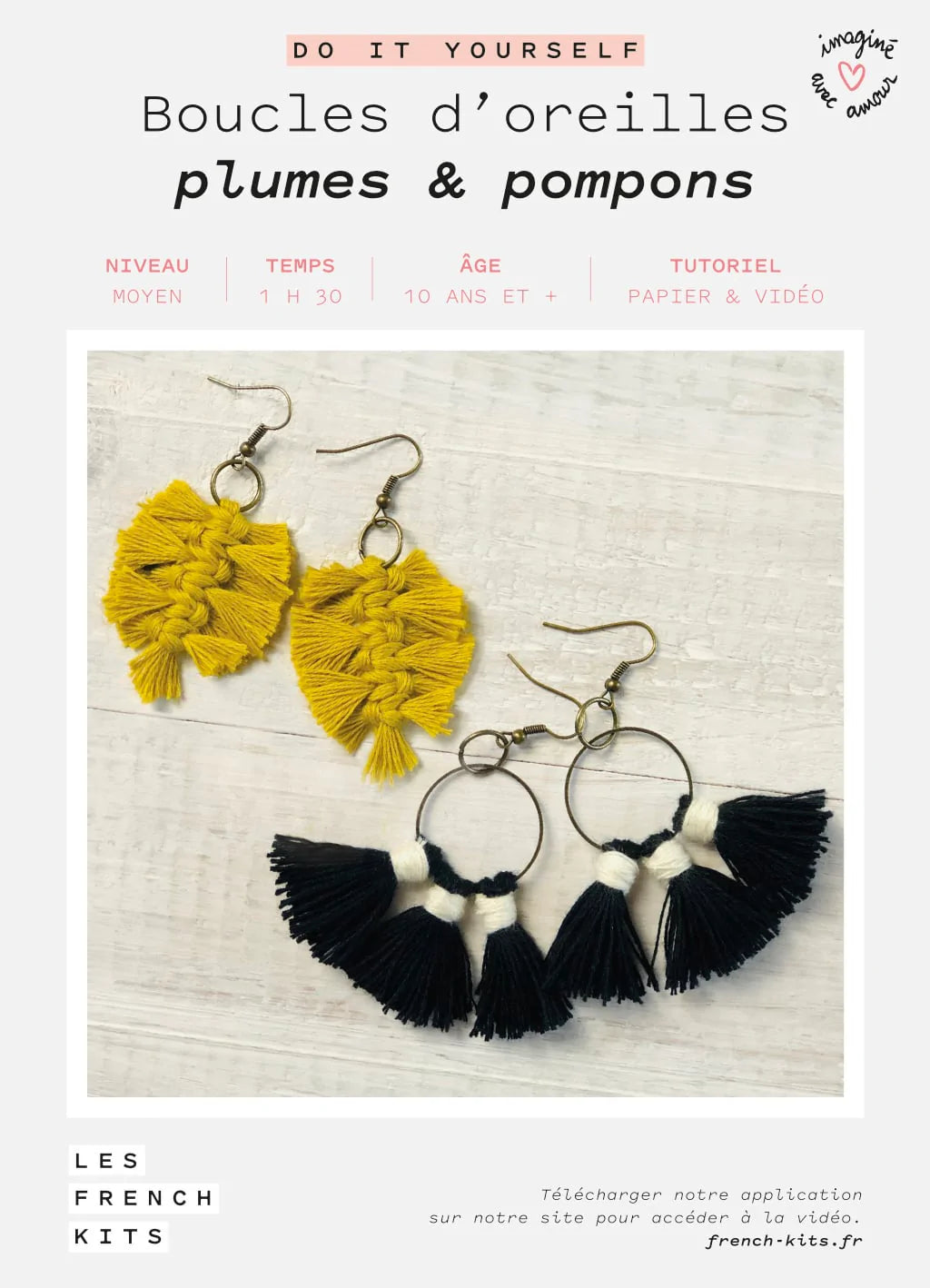French'Kits - Kit fabrication de boucles d’oreilles - Plumes & Pompons French´Kits