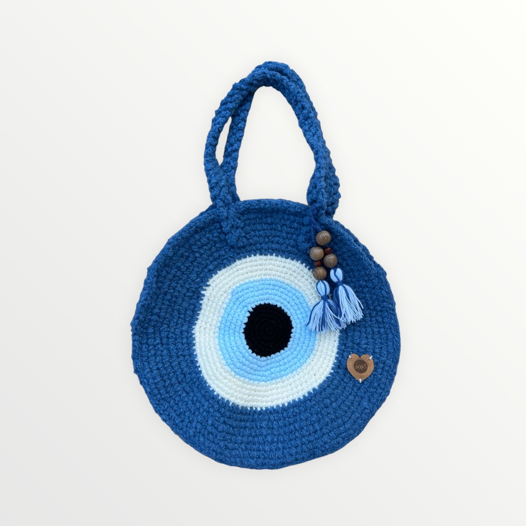 Sac en crochet fait main motif Evil Eye