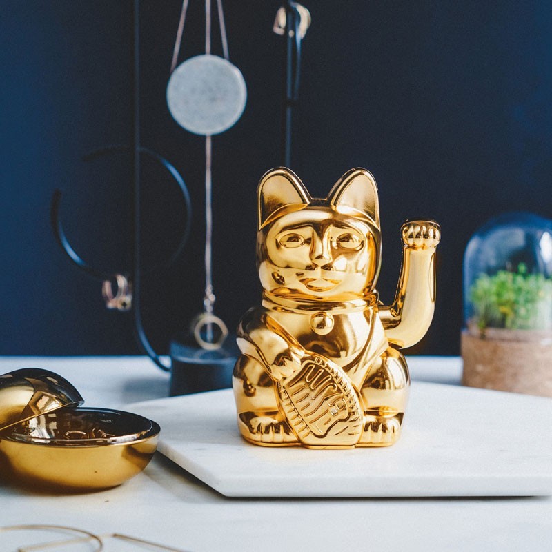 Chat Porte Bonheur LUCKY CAT Shiny Gold Donkey Products