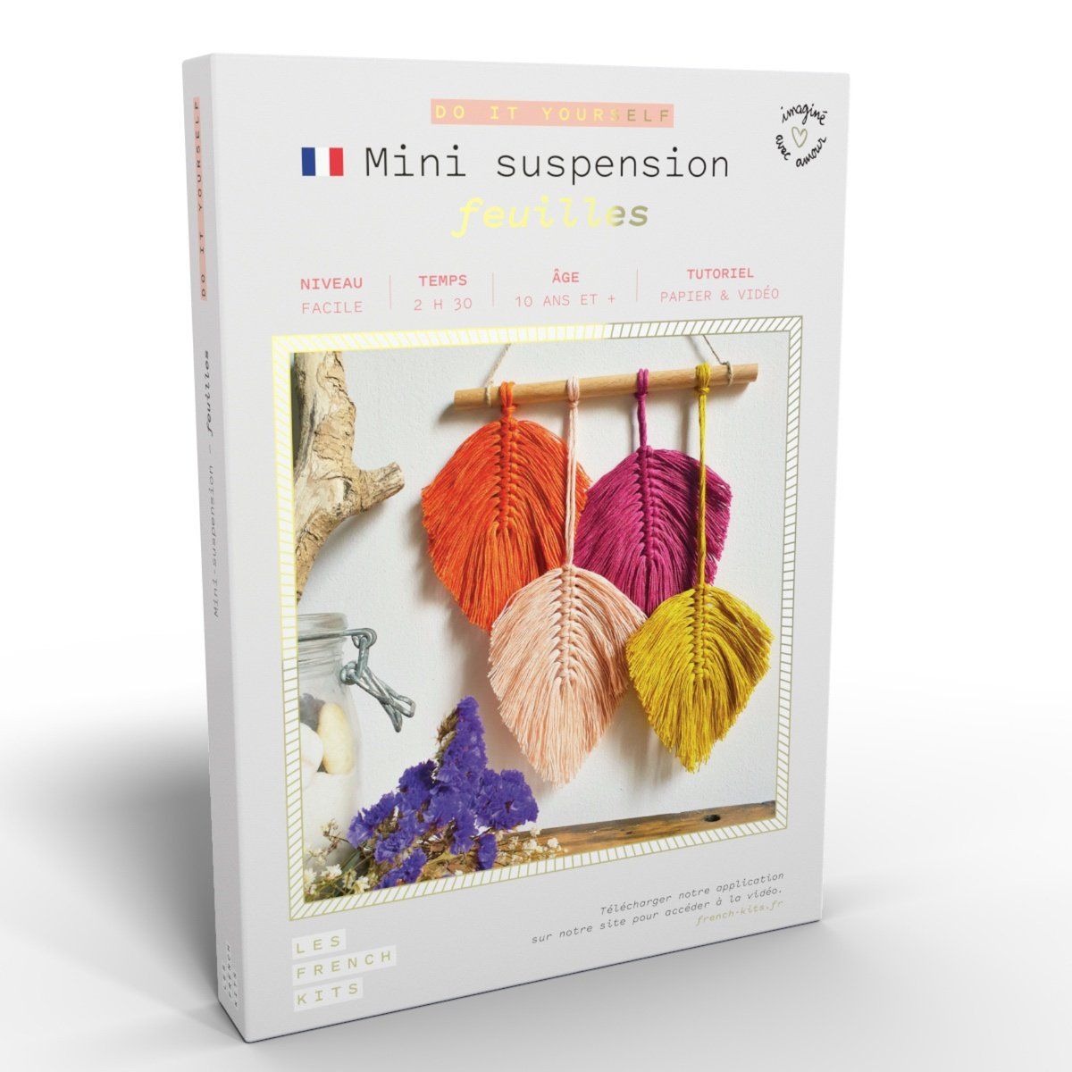 Coffret kit macramé French´Kits 4- Mini suspensions feuilles French´Kits